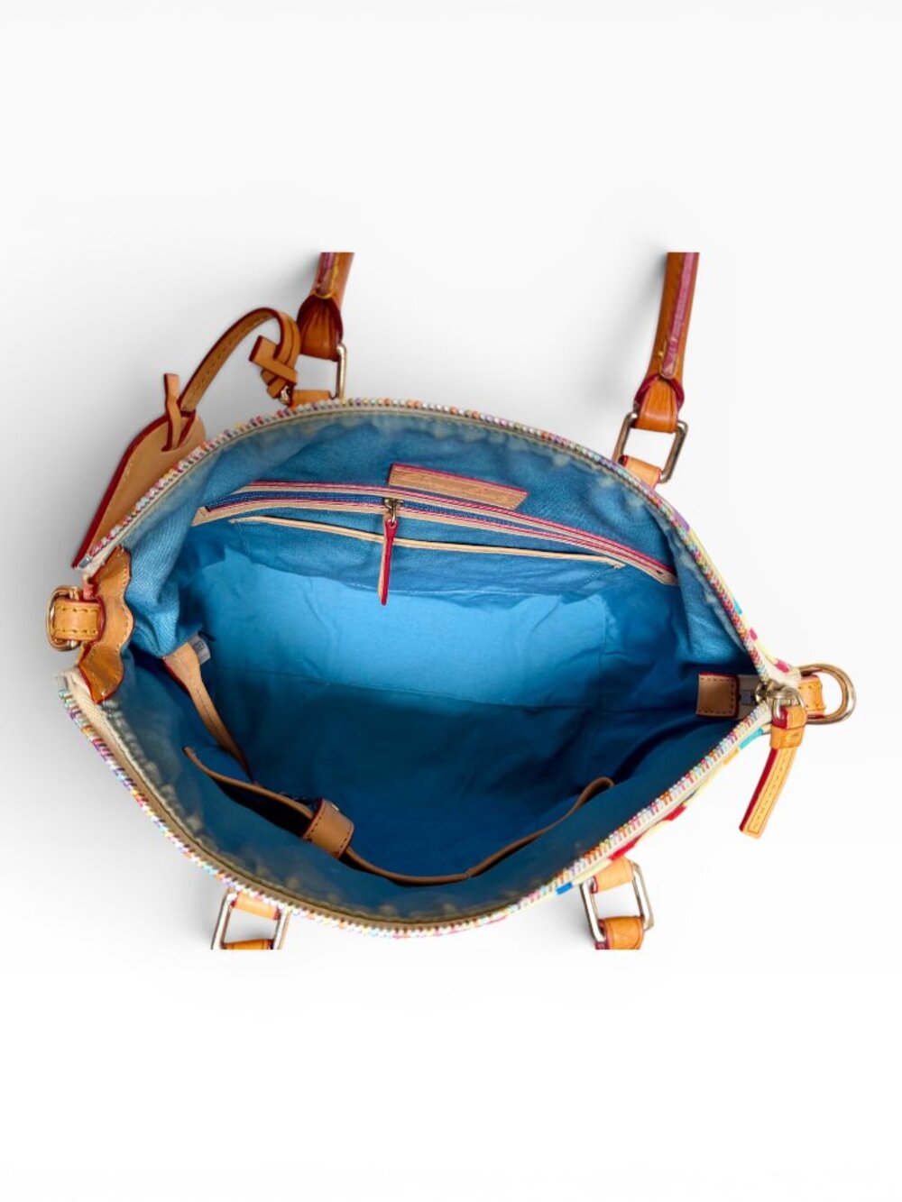 Dooney & Bourke Rainbow Retro DB Grafica Satchel Crossbody Canvas Leather Large - Picture 10 of 12